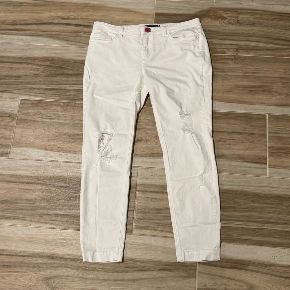 DOLCE & GABBANA Jeans White Cotton Distressed Pretty Fit Denim Size 48